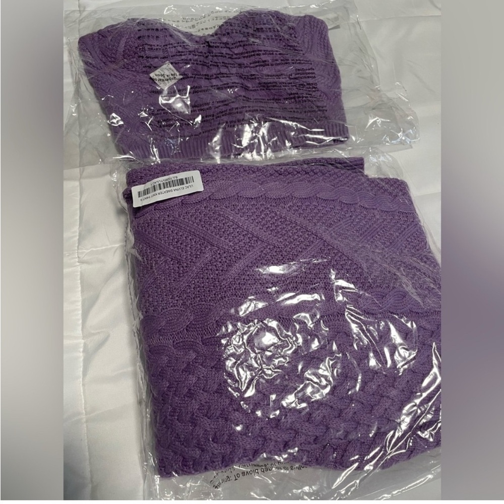 Brand new with tags JLUXLABEL Lavender knit pants + corset top - Picture 7 of 12